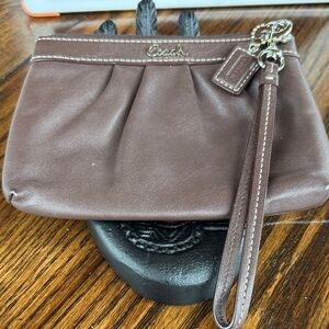 Coach Dark Brown Leather Wristlet
